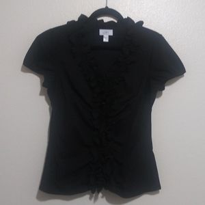 Loft Women's Black Ruffled Top. Size 10